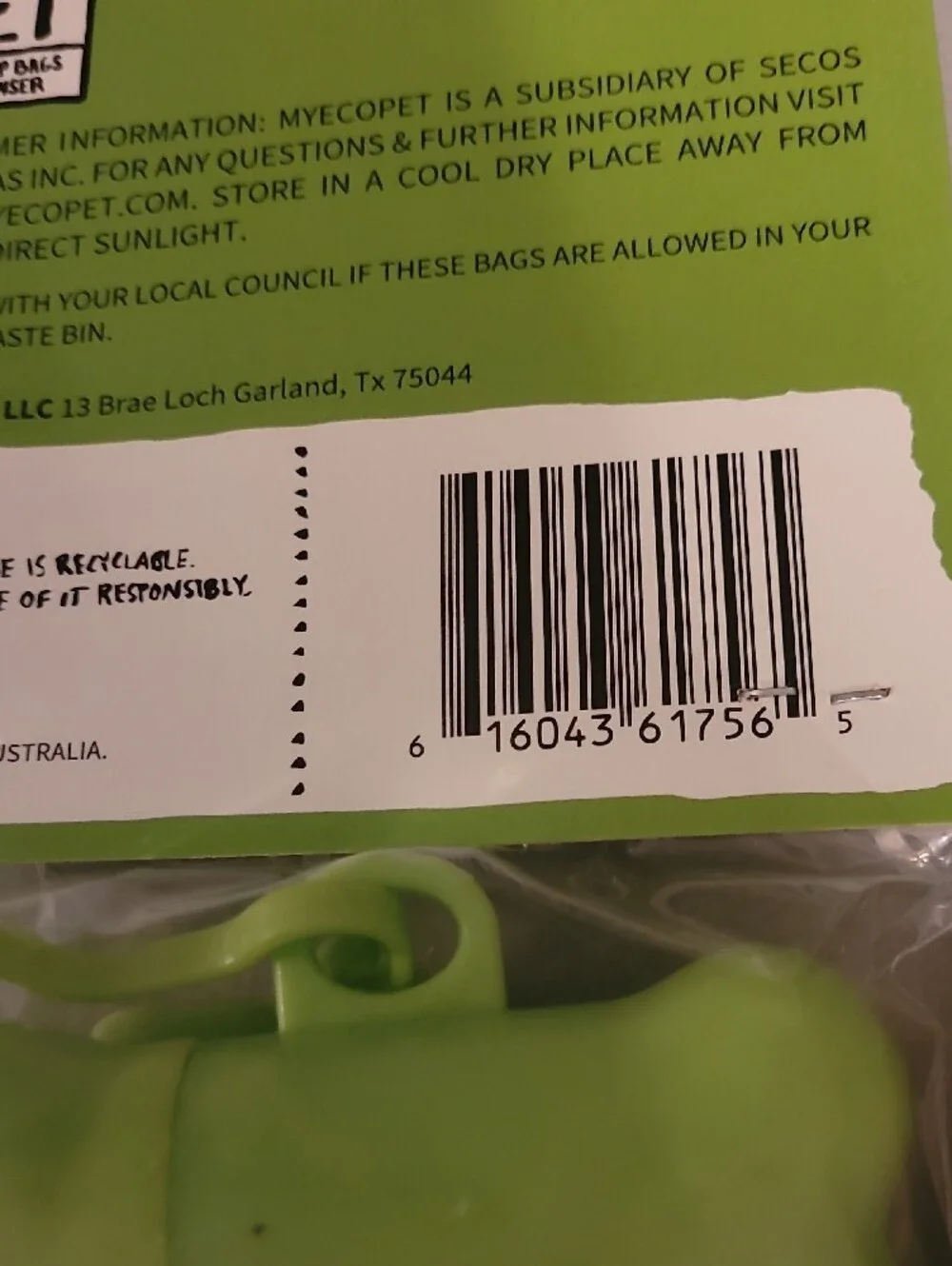 Compostable Dog Poop Bags & Bone Dispenser - Light Green